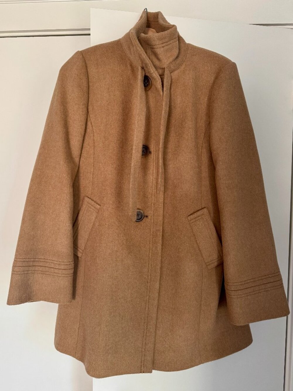 J. Crew Carrie Coat in a classic camel color, size 10